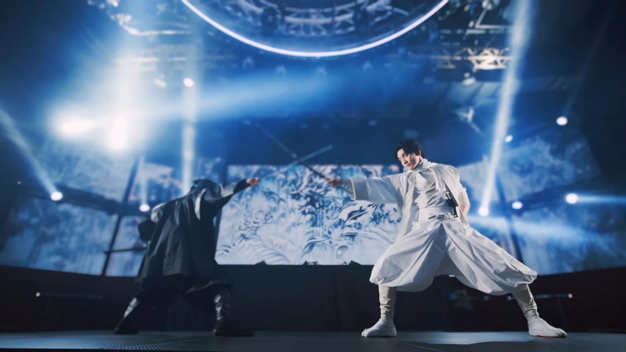 Sword fight in dramatic light — Ninja + Kabuki Tokyo