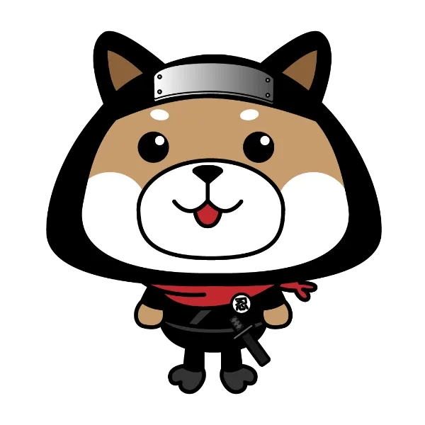 Ninken, the ninja dog mascot of Ninja + Kabuki Tokyo