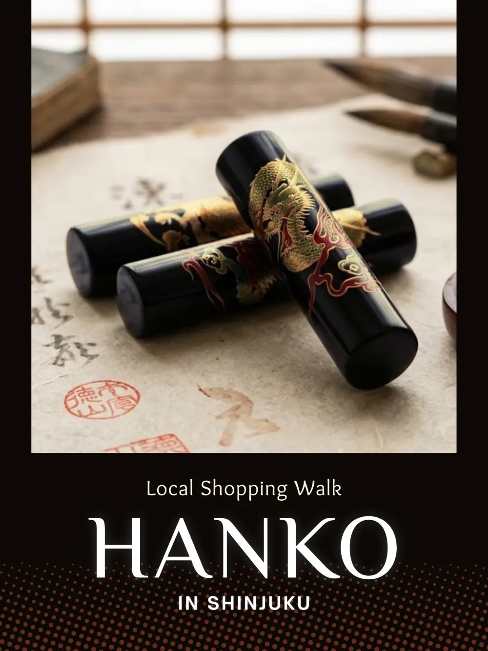 Hanko seal-carving shopping walk poster